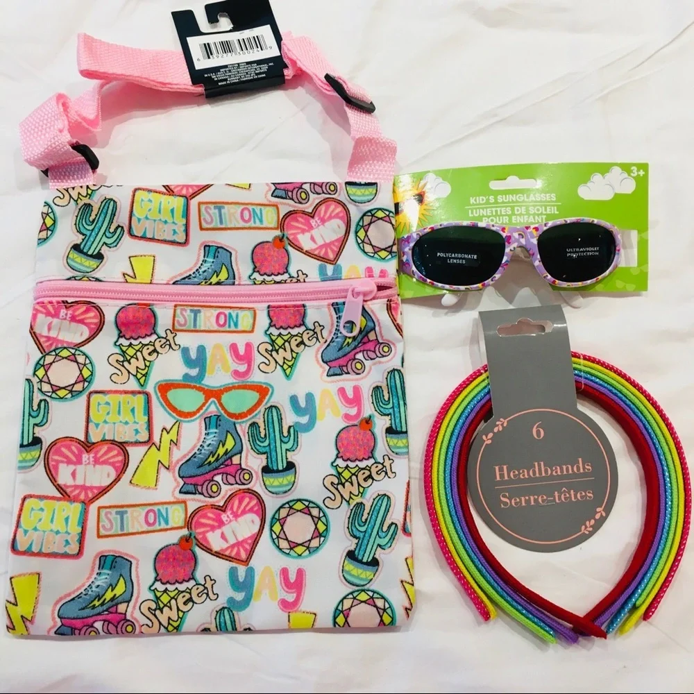CROSSBODY HEARTS & SUNGLASSES & 6 HEADBANDS!